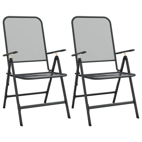 vidaXL 3 Piece Garden Dining Set Expanded Metal Mesh Anthracite