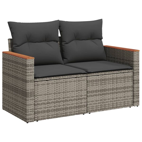 vidaXL 5 Piece Garden Sofa Set with Cushions Grey Poly Rattan