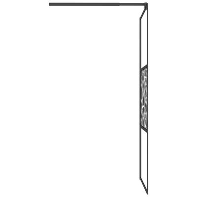 vidaXL Walk-in Shower Wall with Shelf Black 90x195 cm ESG Glass&Aluminium