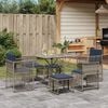 vidaXL 7 Piece Garden Dining Set with Cushions Grey Poly Rattan