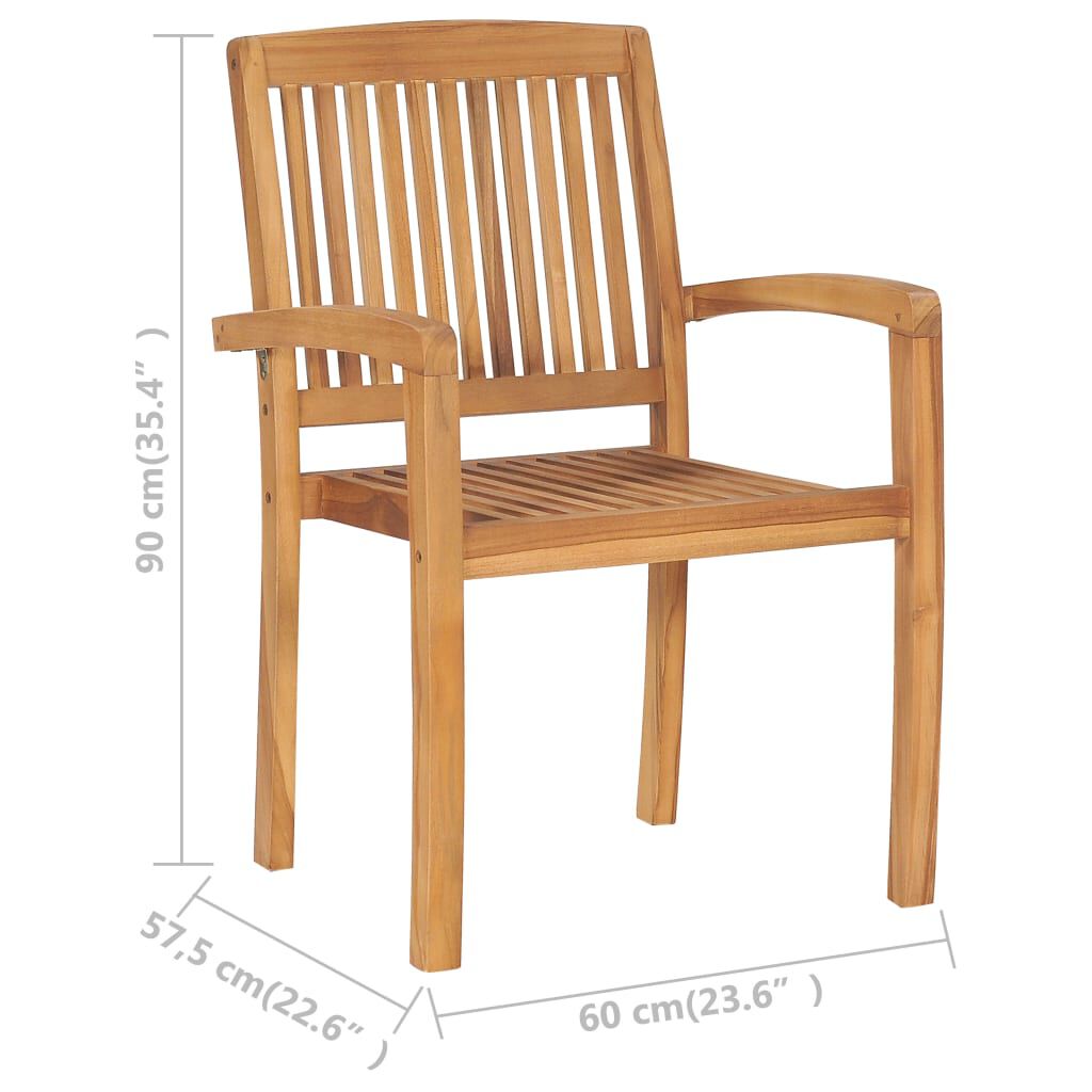 vidaXL Stacking Garden Chairs with Cushions 4 pcs Solid Teak Wood