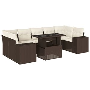 vidaXL 8 Piece Garden Sofa Set with Cushions Brown Poly Rattan