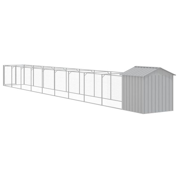 vidaXL Dog House with Roof Light Grey 117x1017x123 cm Galvanised Steel