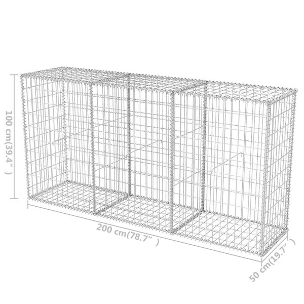 vidaXL Gabion Basket Galvanised Steel 200x50x100 cm