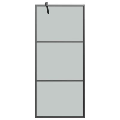 vidaXL Walk-in Shower Wall with Shelf Black 100x195 cm ESG Glass&Aluminium