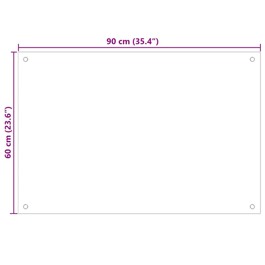 vidaXL Kitchen Backsplash Transparent 90 x 60 cm Tempered Glass