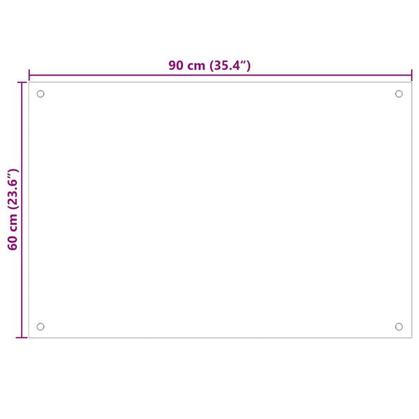 vidaXL Kitchen Backsplash Transparent 90 x 60 cm Tempered Glass