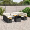 vidaXL 10 Piece Garden Sofa Set with Cushions Black Poly Rattan