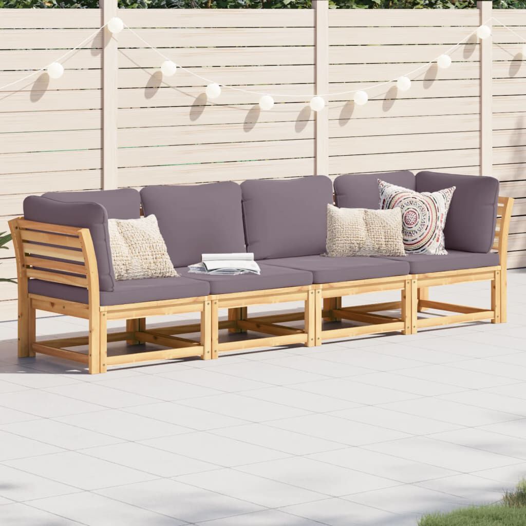 vidaXL 4 Piece Garden Lounge Set with Cushions Solid Wood Acacia