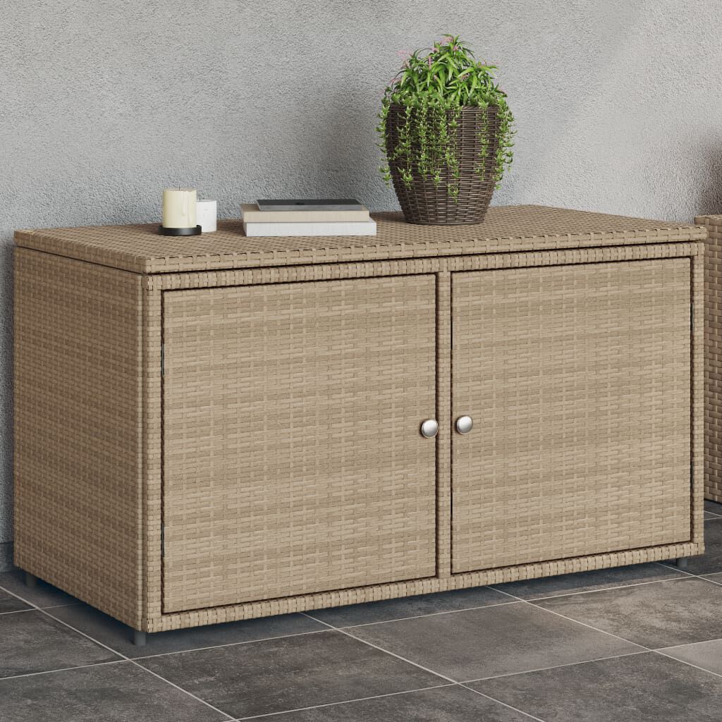 vidaXL Garden Storage Cabinet Beige 110x55x60.5 cm Poly Rattan