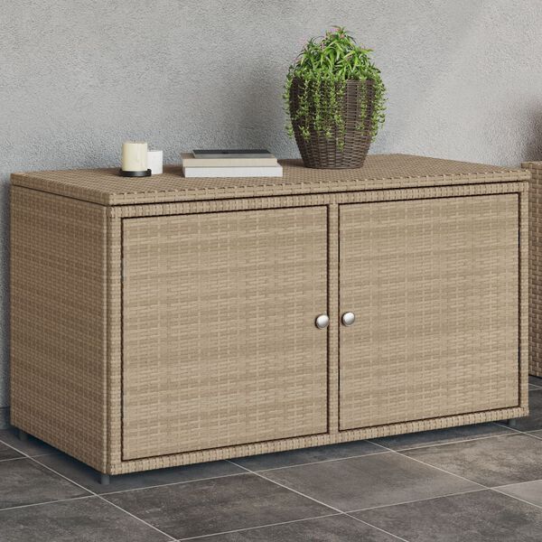 vidaXL Garden Storage Cabinet Beige 110x55x60.5 cm Poly Rattan