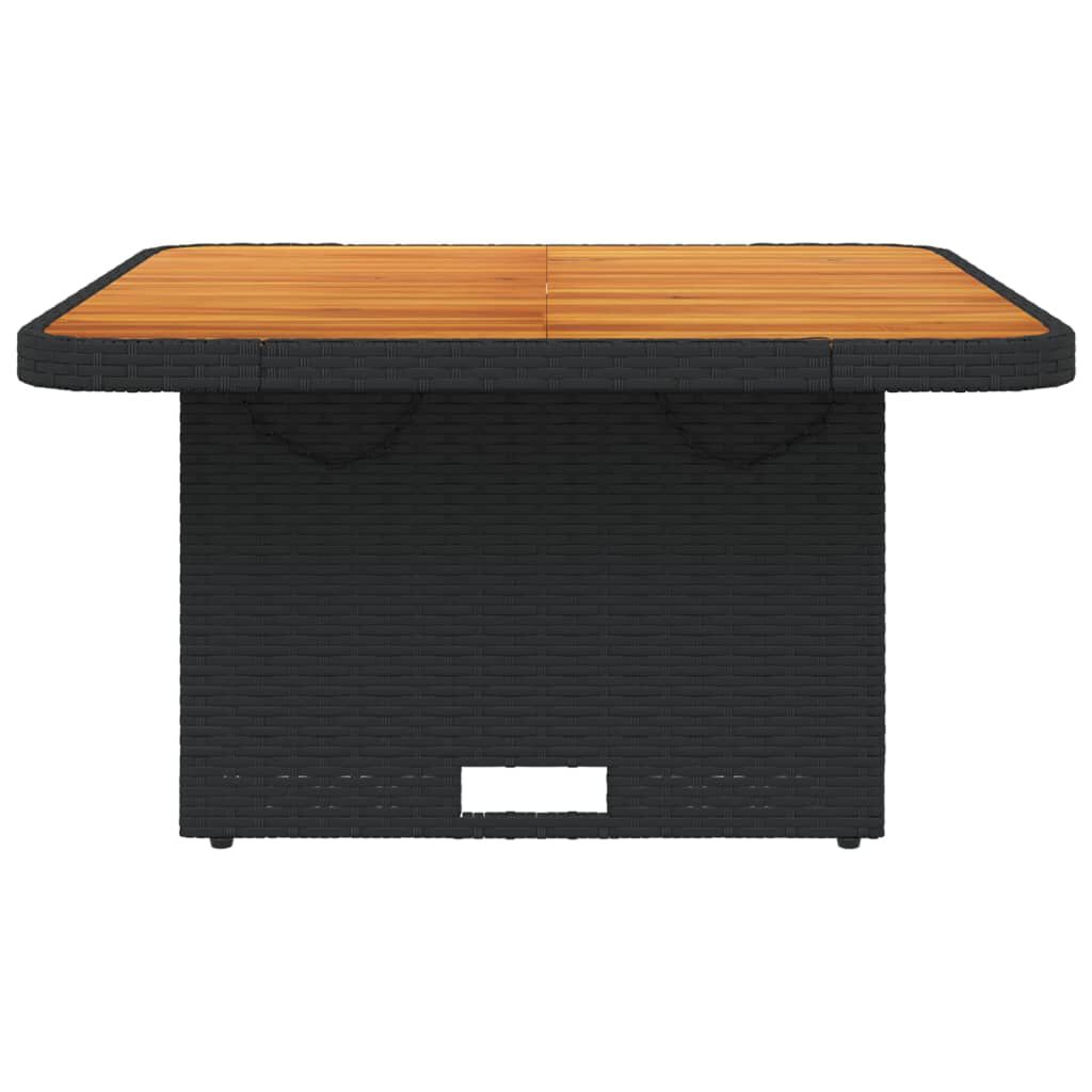 vidaXL Garden Table Black 80x80x71 cm Poly Rattan and Acacia Wood