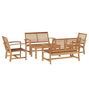 vidaXL Garden Sofa Set Natural Solid teak wood