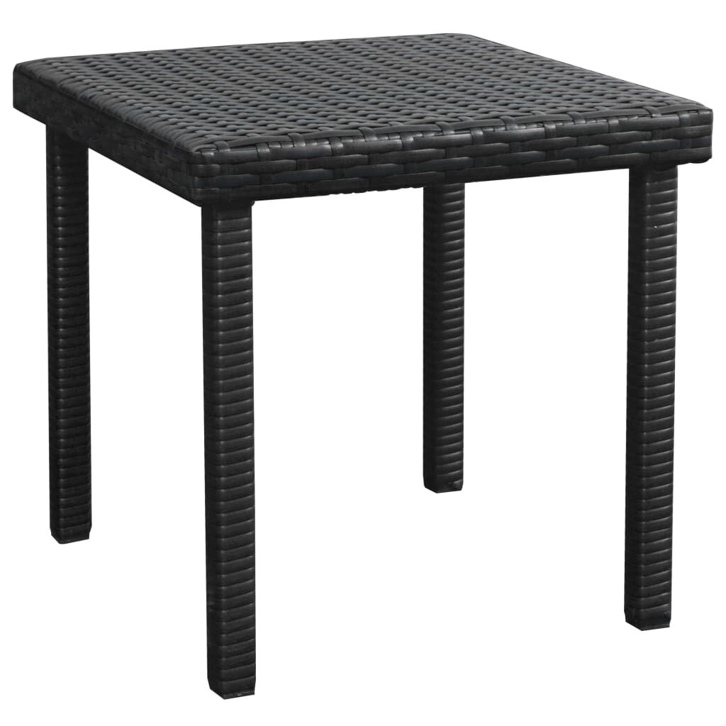 vidaXL Sun Lounger with Cushion & Table Poly Rattan Black