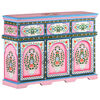 vidaXL Hand-Painted Sideboard Multicolour 110x30x76cm Solid Mango Wood