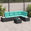 vidaXL Garden Sofa Set with Cushion 6 pcs Black Poly Rattan