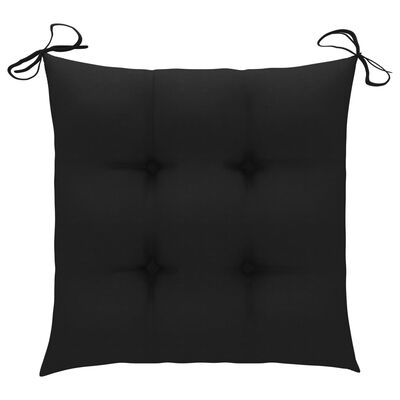 vidaXL Garden Chairs 2 pcs with Black Cushions Solid Teak Wood