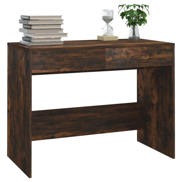 vidaXL Desk Smoked Oak 101x50x76.5 cm Engineered Wood