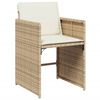 vidaXL 7 Piece Garden Dining Set with Cushions Beige Poly Rattan