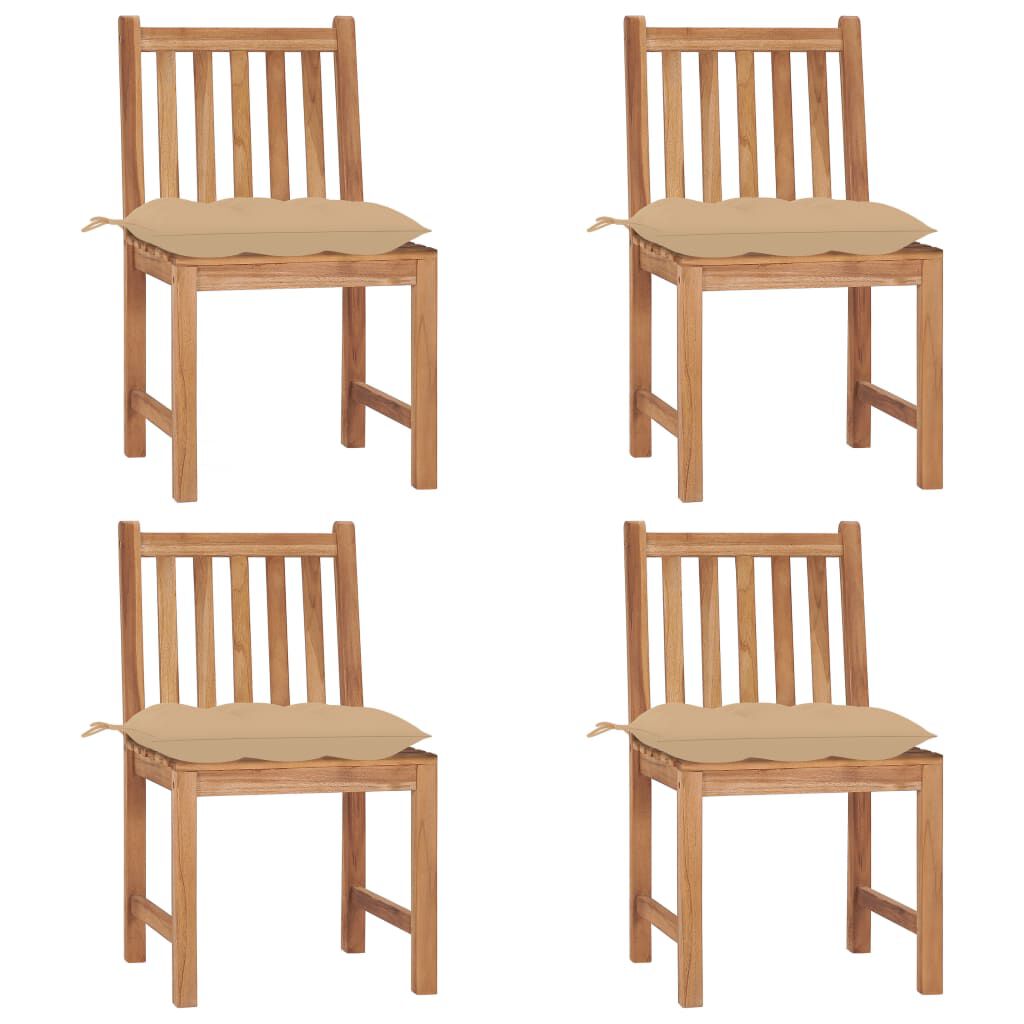 vidaXL Garden Chairs 4 pcs with Cushions Solid Teak Wood