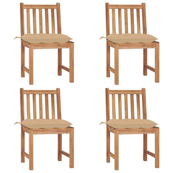 vidaXL Garden Chairs 4 pcs with Cushions Solid Teak Wood