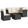 vidaXL 6 Piece Garden Sofa Set with Cushions Black Poly Rattan