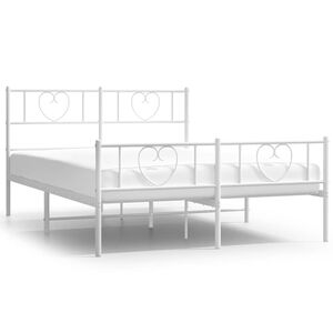 vidaXL Metal Bed Frame without Mattress with Footboard White 135x190cm