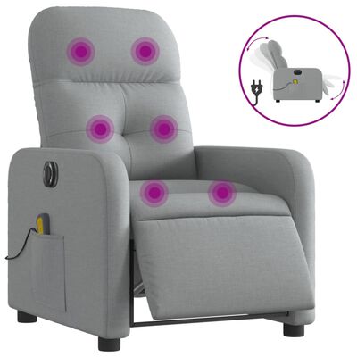 vidaXL Electric Massage Recliner Chair Light Grey Fabric