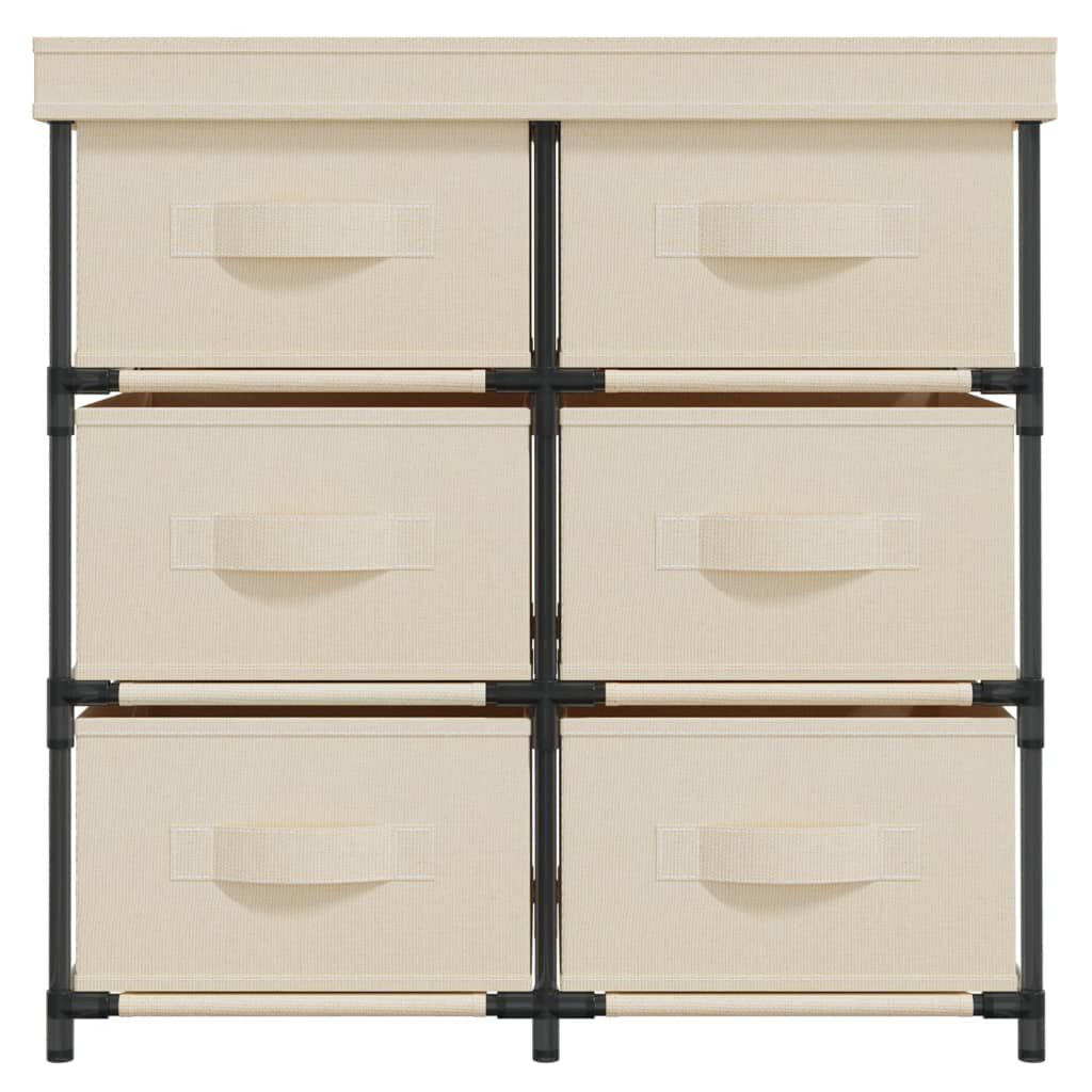 vidaXL Storage Cabinet with 6 Drawers 55x29x55 cm Cream Steel