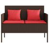 vidaXL Garden Bench with Cushions Brown Poly Rattan