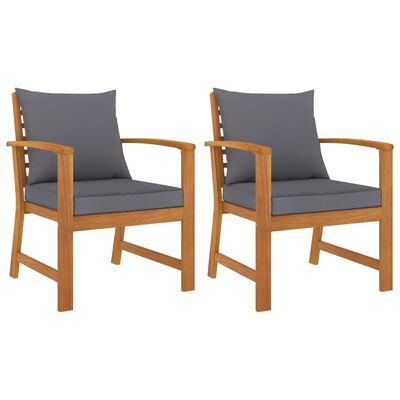 vidaXL Garden Chairs 2 pcs with Dark Grey Cushion Solid Acacia Wood