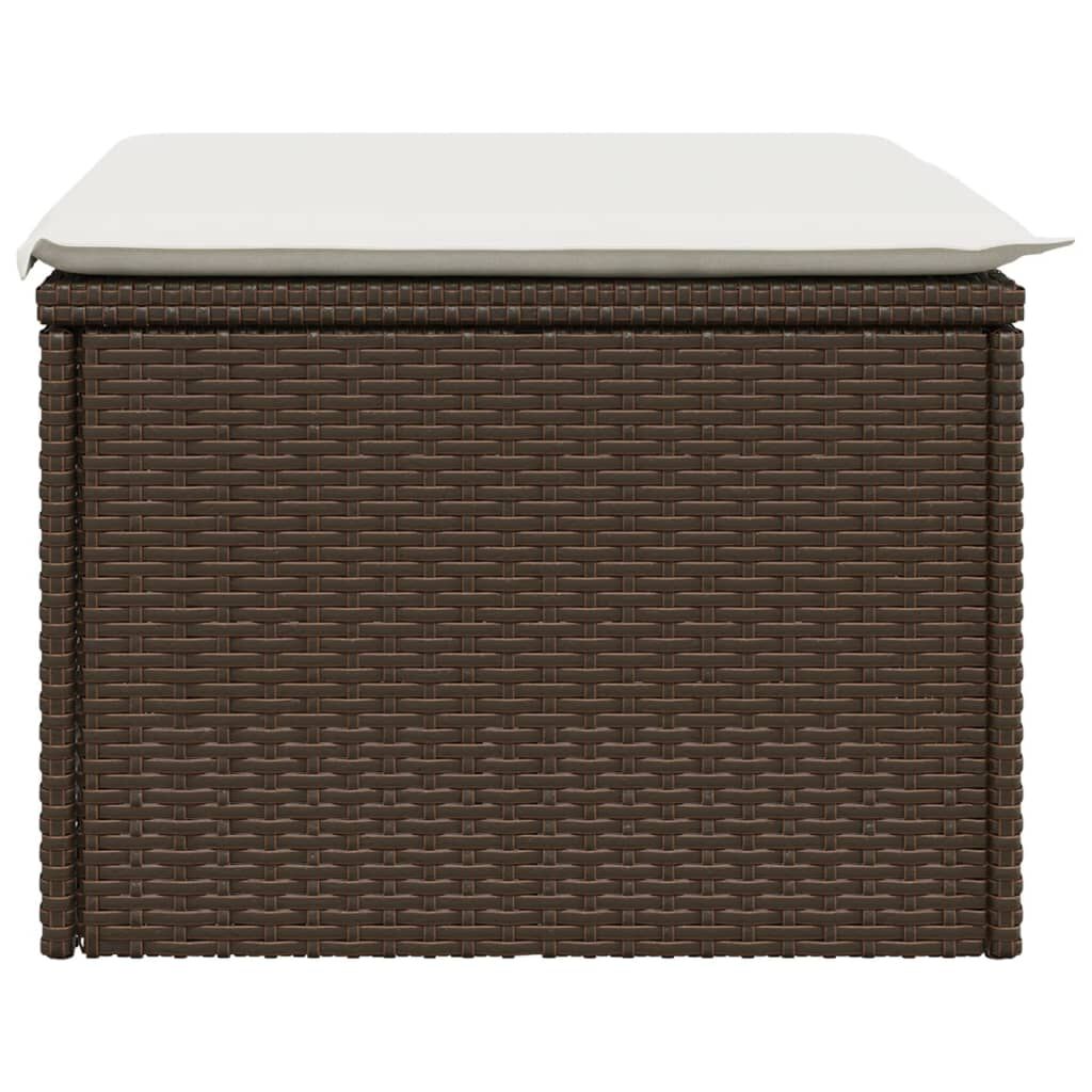 vidaXL Garden Stool with Cushion Brown 55x55x37 cm Poly Rattan