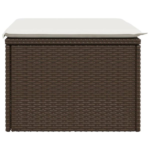 vidaXL Garden Stool with Cushion Brown 55x55x37 cm Poly Rattan