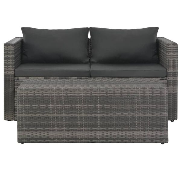 vidaXL 6 Piece Garden Lounge Set with Cushions Poly Rattan Grey