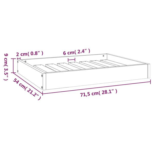vidaXL Dog Bed Black 71.5x54x9 cm Solid Wood Pine