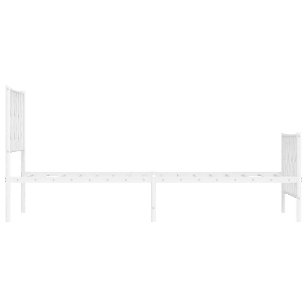 vidaXL Metal Bed Frame without Mattress with Footboard White 100x200cm