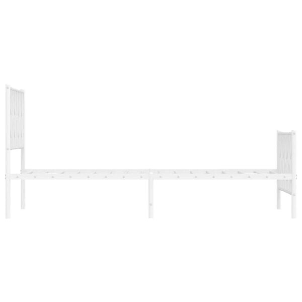 vidaXL Metal Bed Frame without Mattress with Footboard White 100x200cm