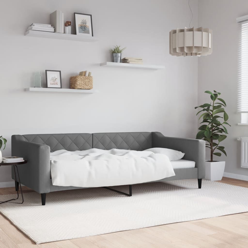 vidaXL Day Bed without Mattress Dark Grey 100x190 cm Fabric