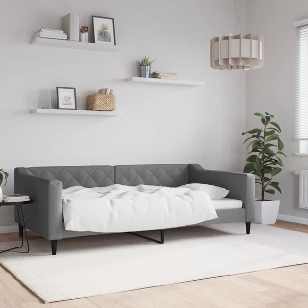 vidaXL Day Bed without Mattress Dark Grey 100x190 cm Fabric