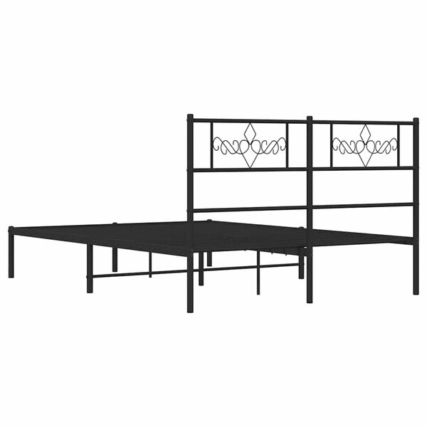 vidaXL Metal Bed Frame without Mattress with Headboard Black 150x200cm
