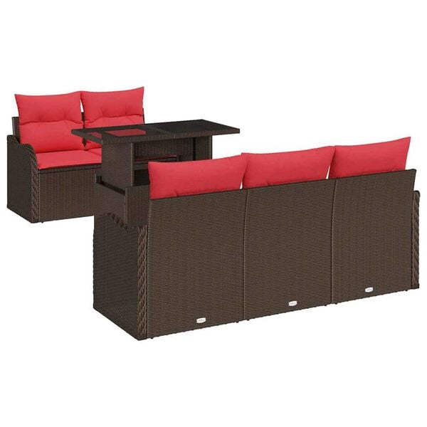 vidaXL Garden Sofa Set with Cushion 6 pcs Brown Poly rattan