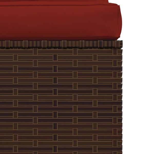 vidaXL Garden Middle Sofa with Cushions Brown Poly Rattan