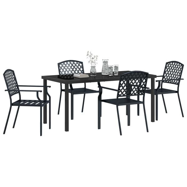 vidaXL Garden Dining Set 5 pcs Anthracite Powder-Coated Steel