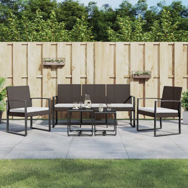 vidaXL 5 piece Garden Dining Set with Cushions Brown PP Rattan