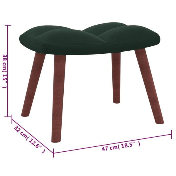 vidaXL Relaxing Chair with a Stool Dark Green Velvet