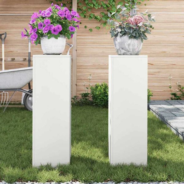 vidaXL Plant Stands 2 pcs White 24 x 24 x 75 cm Steel