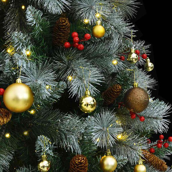 vidaXL Artificial Hinged Christmas Tree 300 LEDs & Ball Set 180 cm