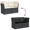 vidaXL Garden Sofa with Cushions 2-Seater Black Poly Rattan