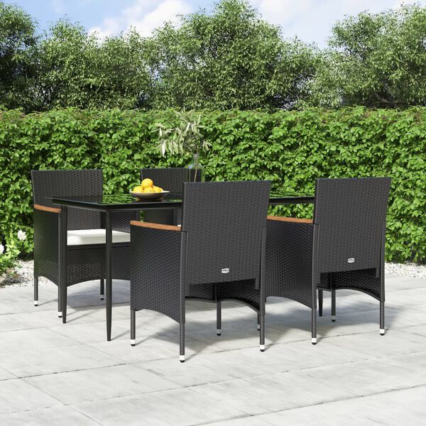 vidaXL 5 Piece Garden Dining Set with Cushions Black
