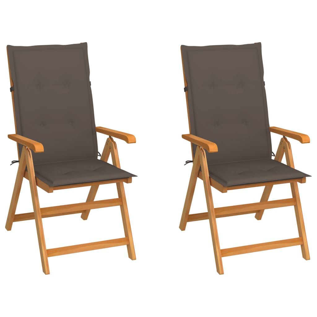 vidaXL Garden Chairs 2 pcs with Taupe Cushions Solid Teak Wood
